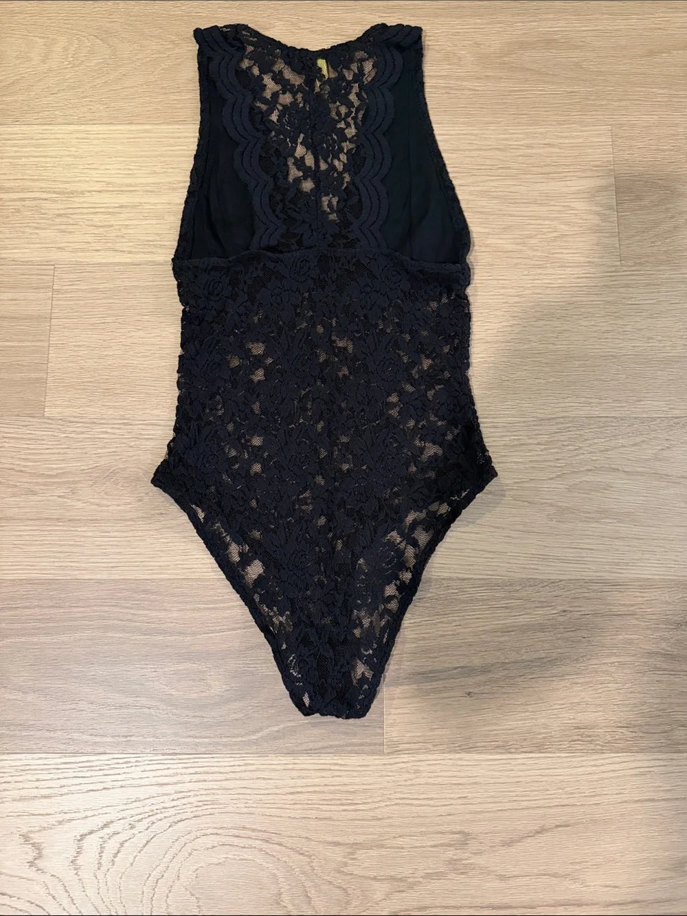 Ambiance Black Lace High-Neck Sheer Bodysuit
